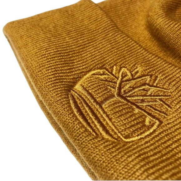 Timberland Mens Cuff Beanie One Size Knitted Caramel Embroidery Logo - Picture 4 of 6
